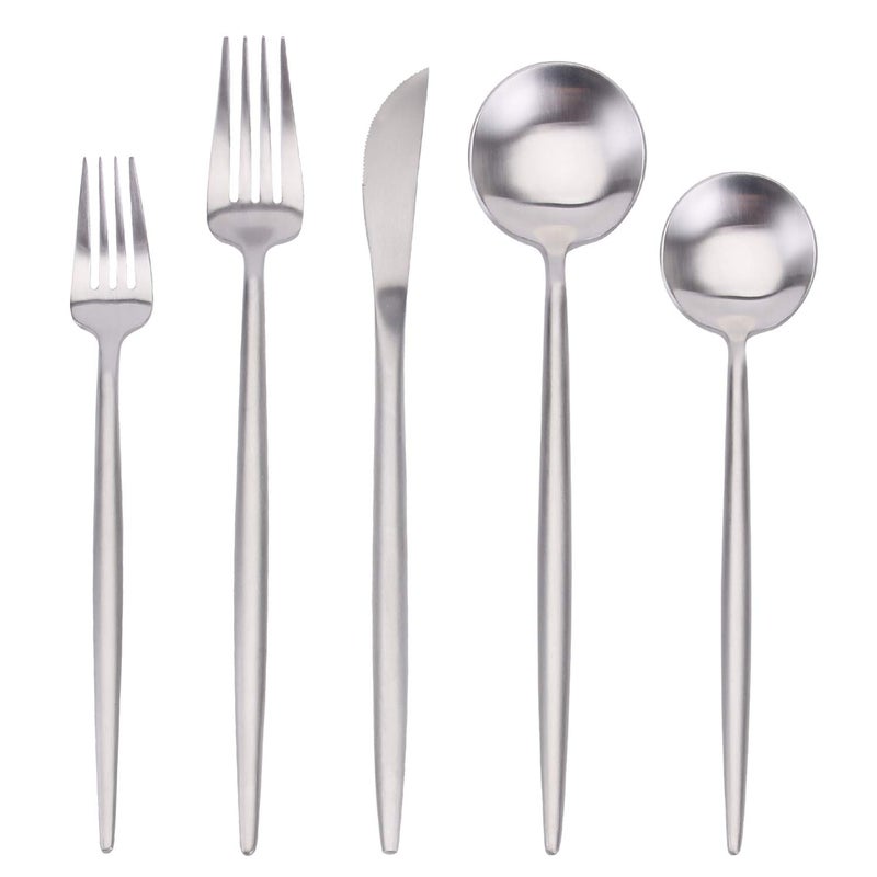 sharecook Matte Silverware Set, SHARECOOK 20-Piece Stainless Steel Satin Finish Flatware Set Service for 4, Kitchen Utensil Set, Tableware Cutlery Set for Home and Restaurant - Image 1